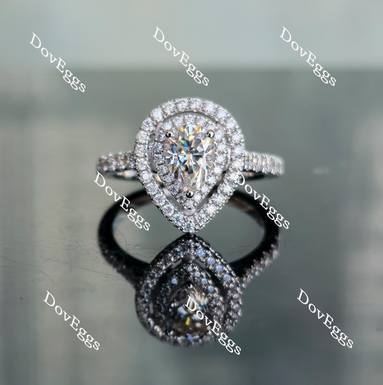 Doveggs pave double halo moissanite engagement ring