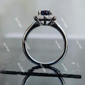 Doveggs oval shape halo vivid pigeon blood ruby colored gem ring