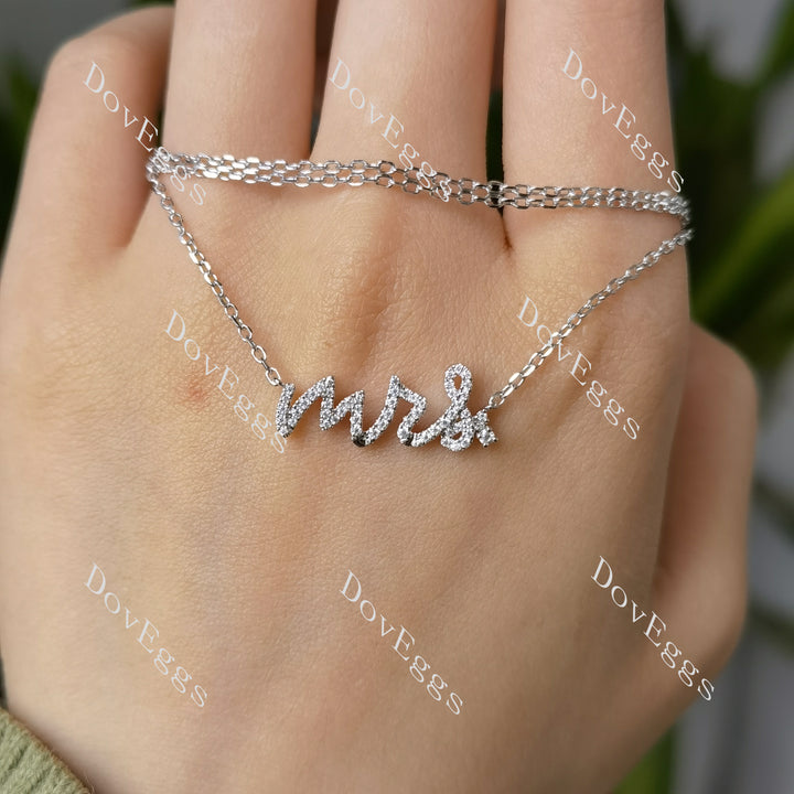 Doveggs round pave moissanite/lab grown diamond  letters pendant (with 18'' length chain)