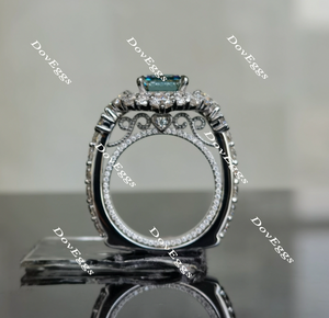 The Wendy Peacock blue halo colored moissanite/colored gem engagement ring