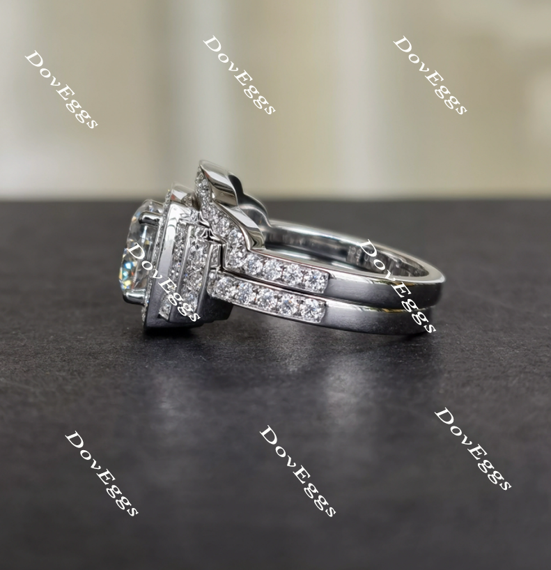 doveggs round halo moissanite bridal set (2 rings)