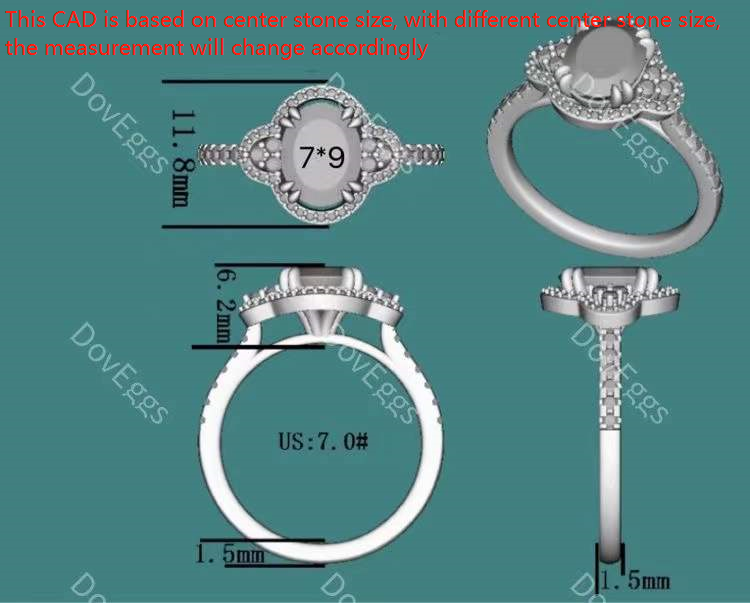 Doveggs floral moissanite engagement ring for women