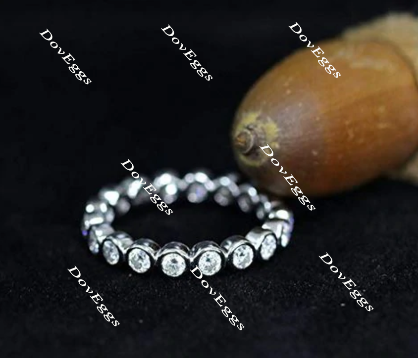 Doveggs Full eternity bezel setting moissanite wedding band/lab grown diamond band-3.6mm band width