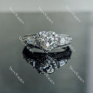 Doveggs heart halo pave moissanite engagement ring