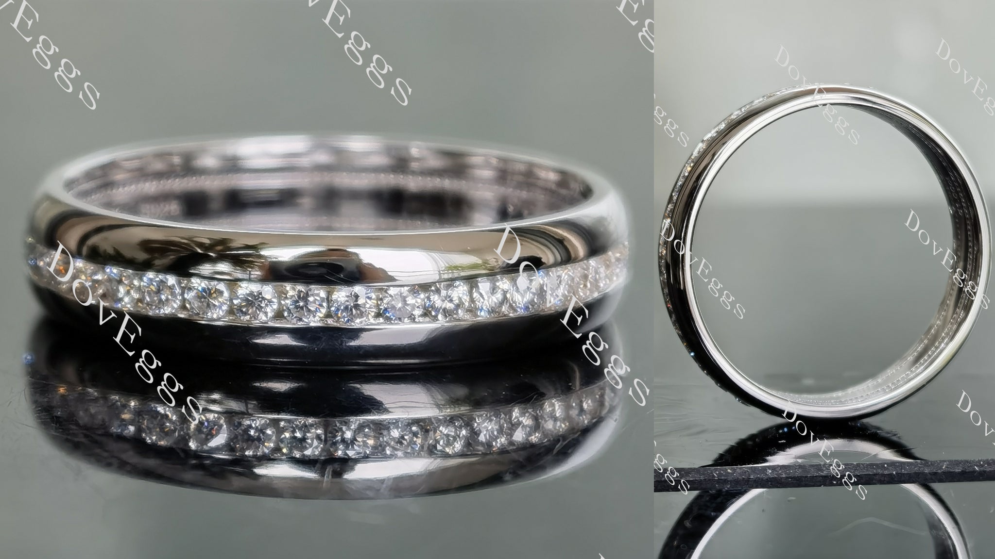 Doveggs round full eternity channel set moissanite/lab grown diamond wedding band-5.4mm band width