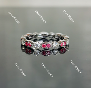 Doveggs round full eternity birthstone and moissanite ring/wedding band