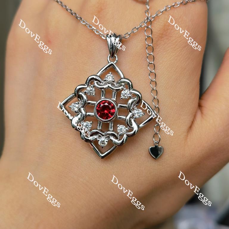 Doveggs heart connection 1ct round ruby pendant necklace (pendant only)