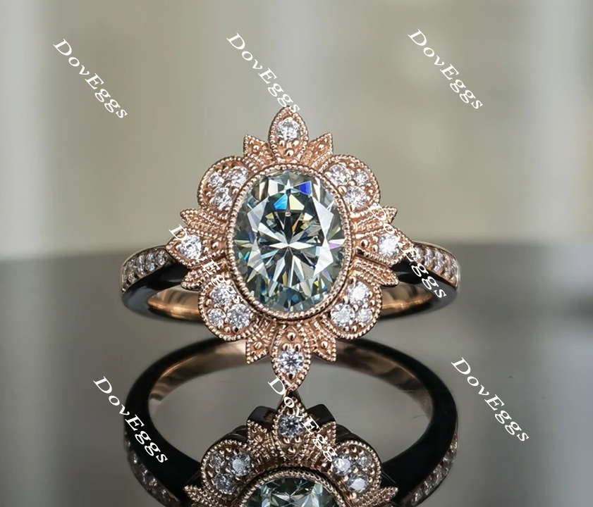 flower shape moissanite engagement ring