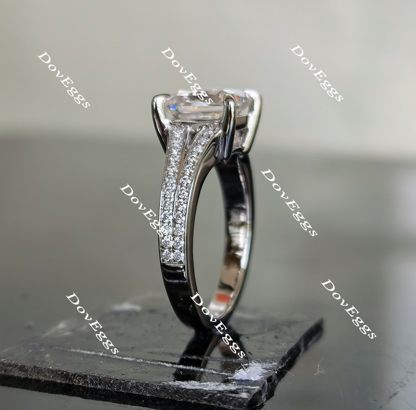 Doveggs half eternity pave split shank moissanite engagement ring for women