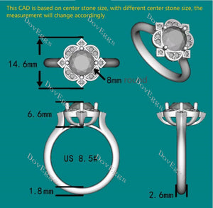 The Diane flower shape Cushion champagne ring