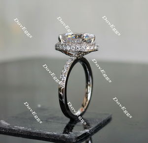 DovEggs oval halo moissanite engagement ring