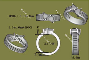 Doveggs trillion full eternity channel set moissanite wedding band-5.6mm band width