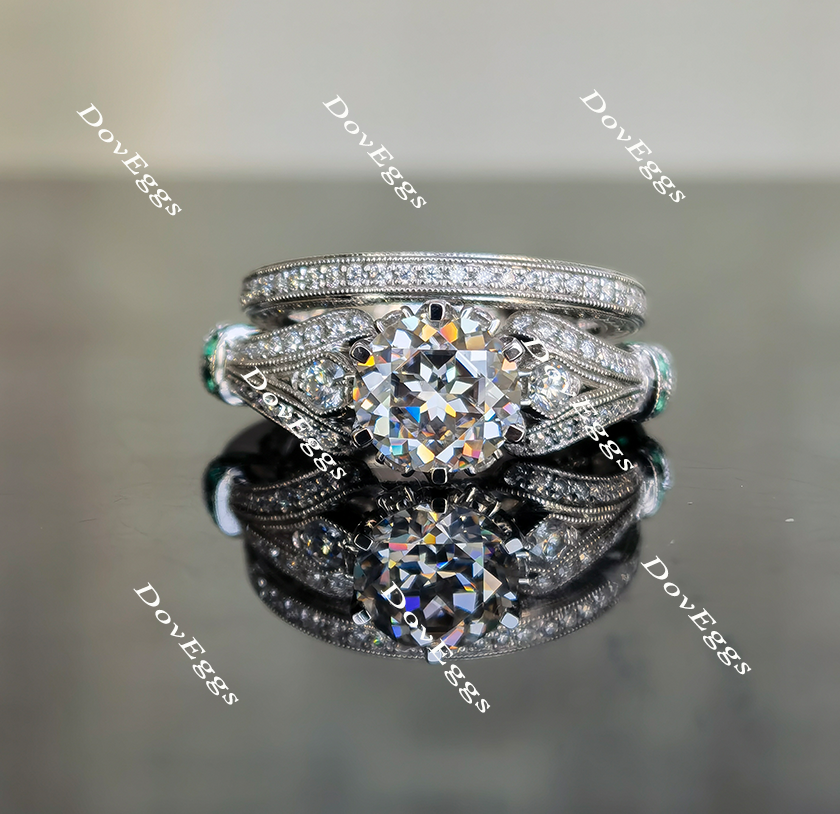 art deco moissanite bridal set