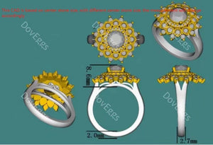 Doveggs round flower shape halo moissanite engagement ring