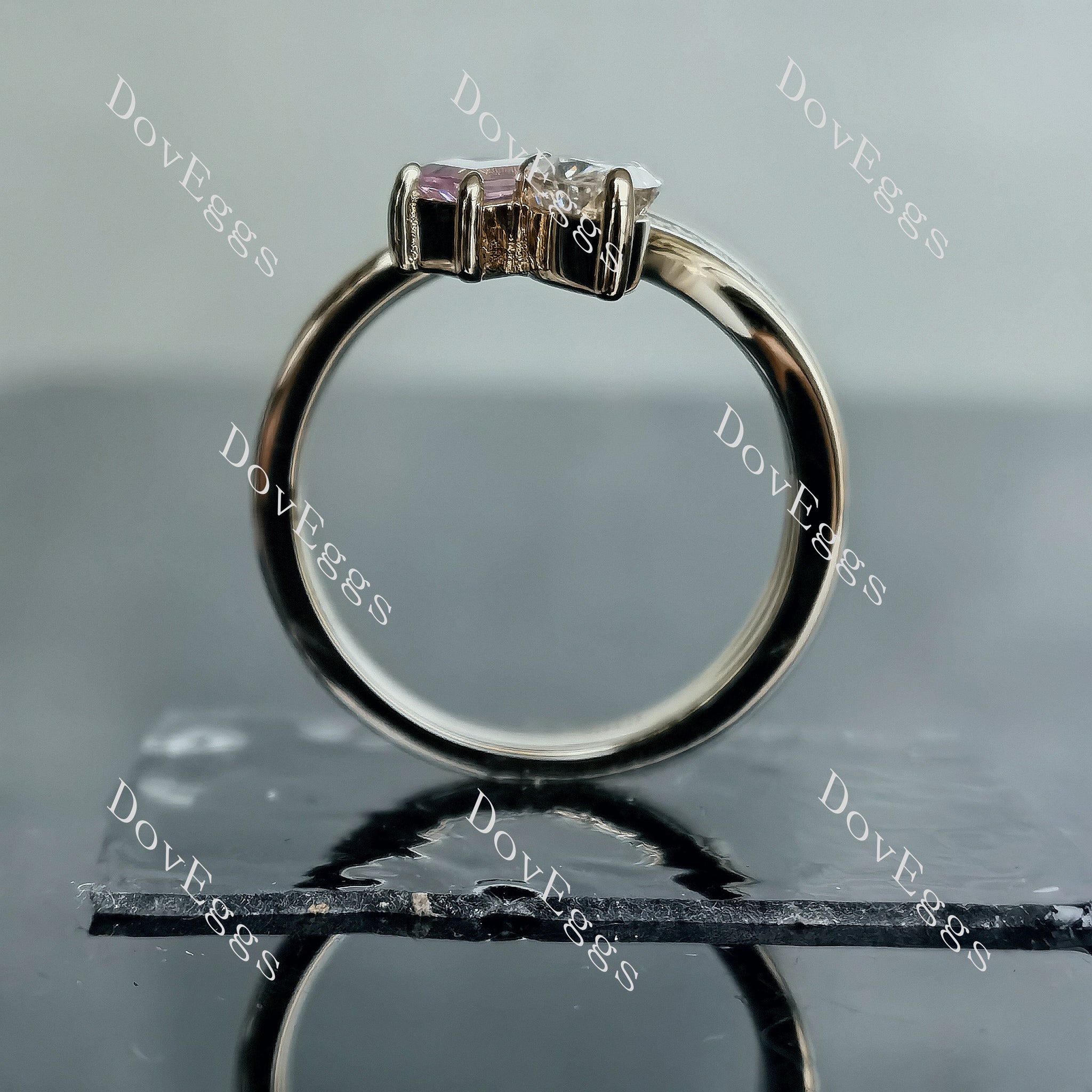 Doveggs pear art deco vintage moissanite engagement ring