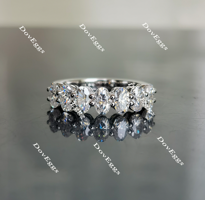 Doveggs oval eternity moissanite/lab grown diamond wedding band-2.4mm band width
