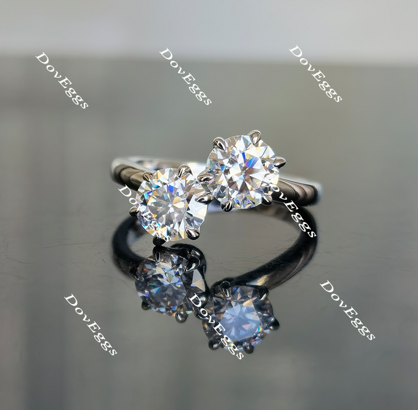 two stone moissanite engagement ring