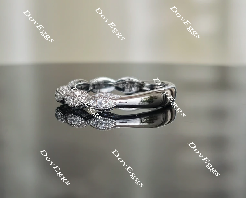 Doveggs anniversary Art deco moissanite/lab grown diamond wedding band-3.3mm band width