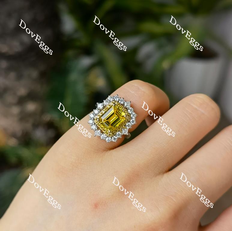 Doveggs emerald halo yellow sapphire colored gem engagement ring