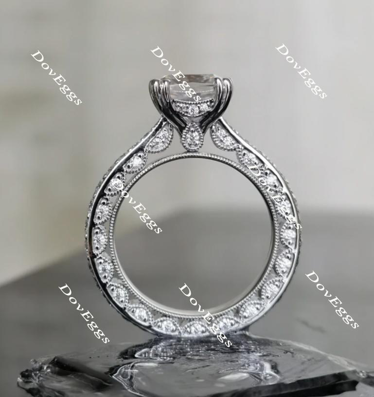Doveggs princess full eternity pave moissanite bridal set (2 rings)