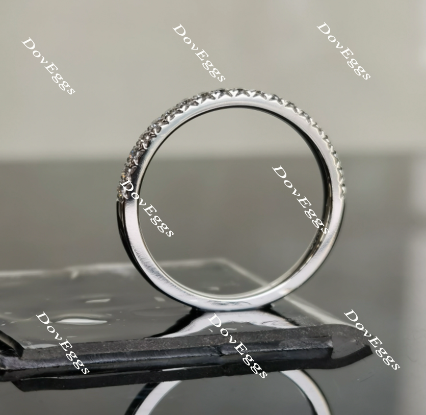Doveggs half eternity pave moissanite/lab grown diamond guard ring/wedding band-1.8mm band width