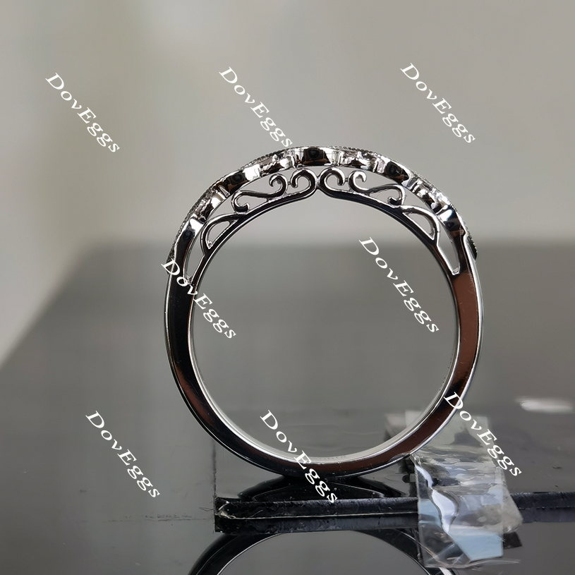 doveggs round art deco moissanite bridal set (2 rings)