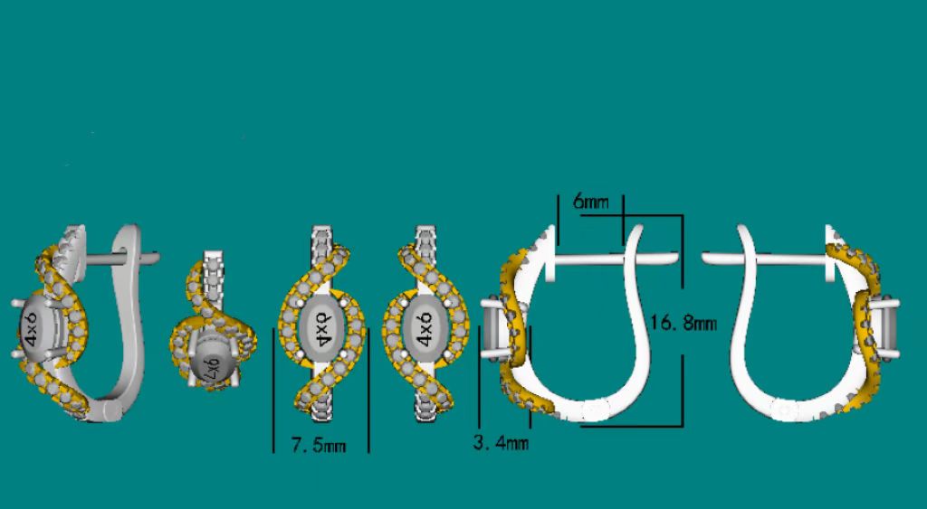Doveggs white gold yellow gold oval moissanite hoop earring