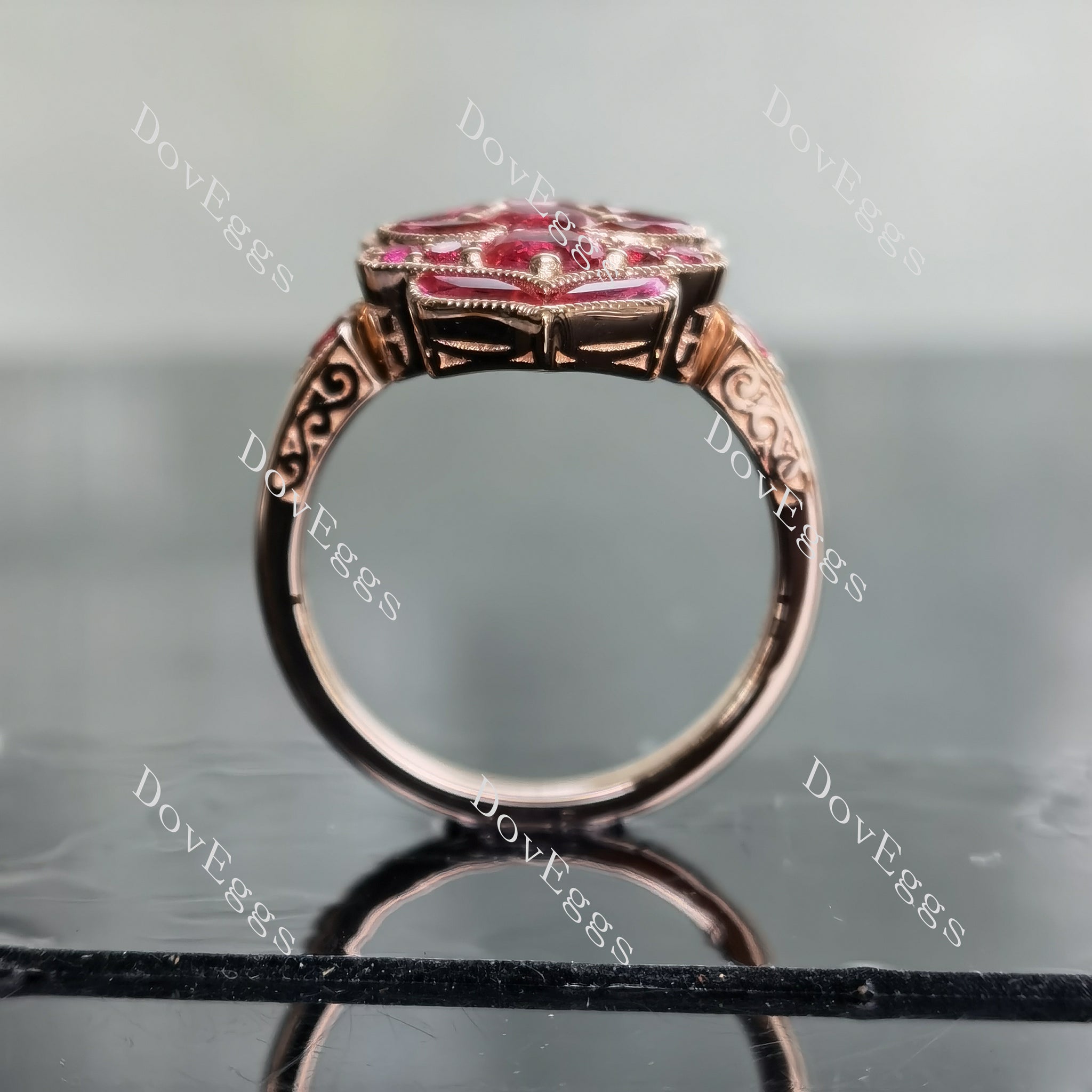 Doveggs round & marquise colored gem vintage wedding band