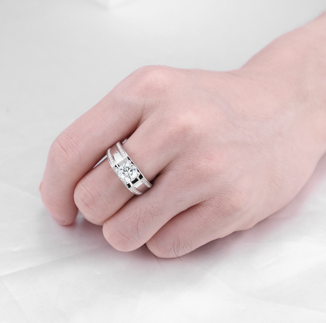 doveggs round tension moissanite engagement ring for men