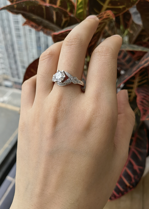 doveggs round art deco moissanite engagement ring