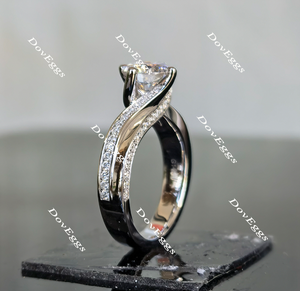 Doveggs round art deco moissanite engagement ring