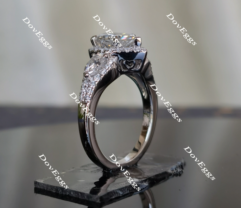 Doveggs side stones art deco halo moissanite engagement ring