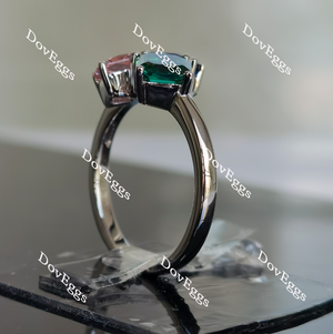 Doveggs pear radiant asscher three stone colored gem ring