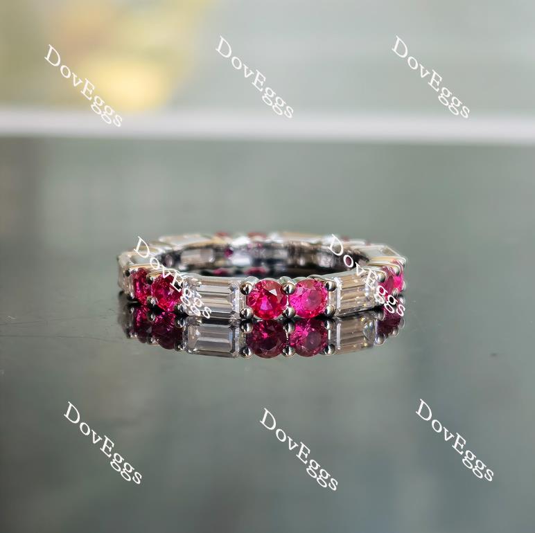 Doveggs full eternity moissanite & colored gem wedding band-3mm band width