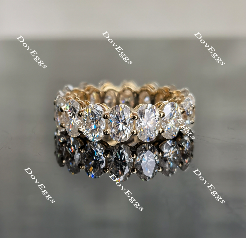 Doveggs oval full eternity moissanite ring/moissanite wedding band-6mm band width