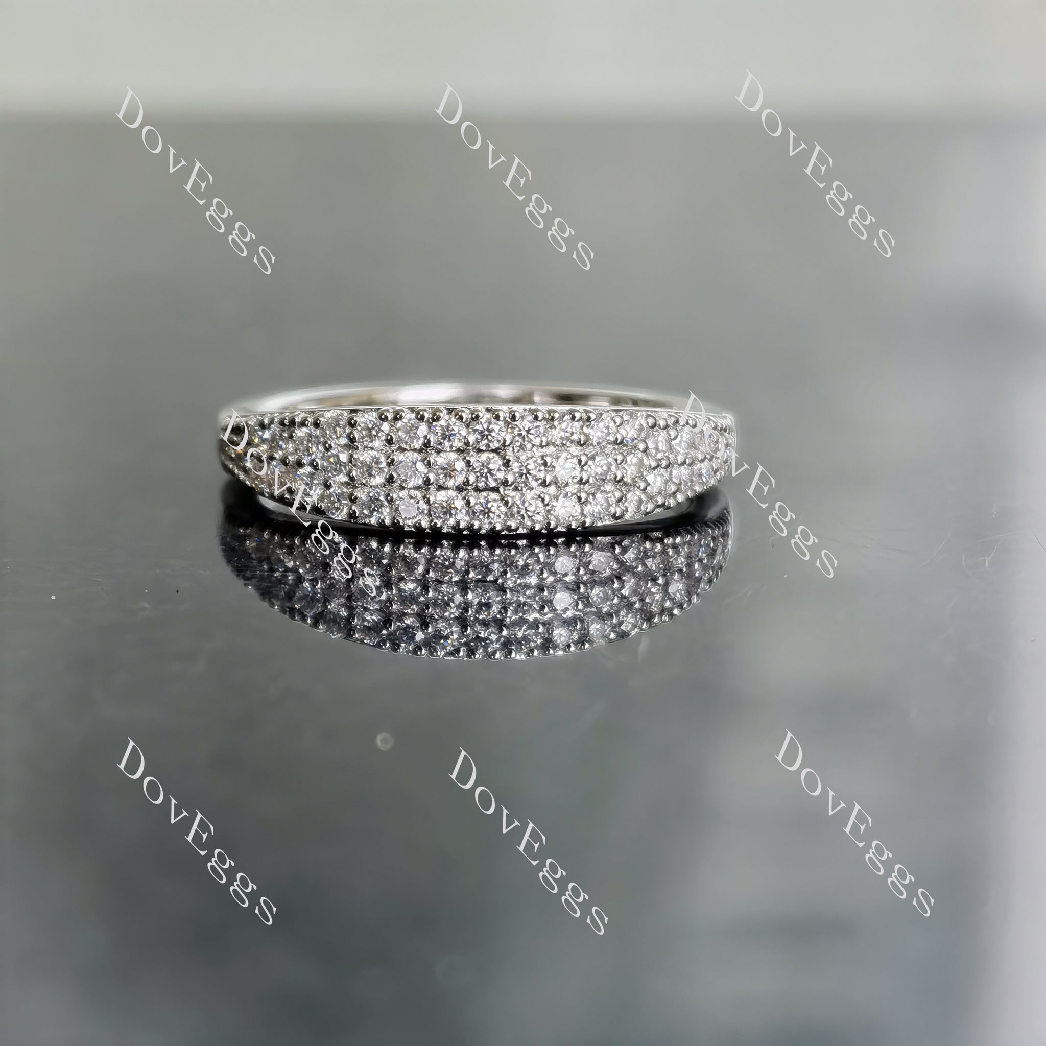 Doveggs round pave moissanite/lab grown diamond wedding band-2.0mm band width