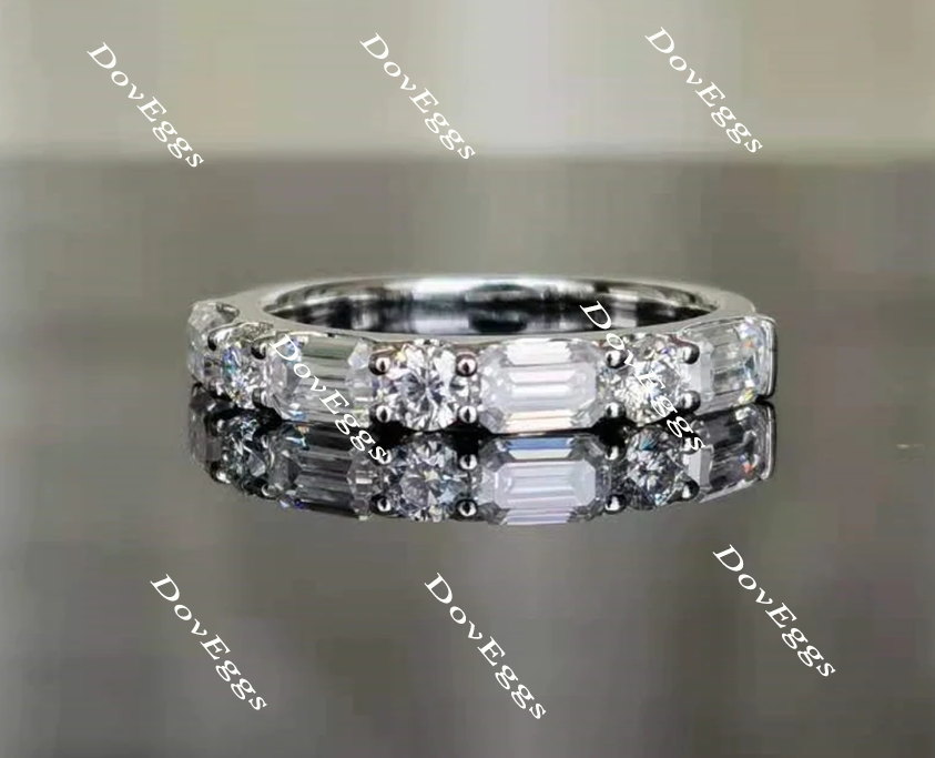 Doveggs Emerald art deco moissanite/Lab grown diamond wedding band/moissanite ring-2.4mm band width