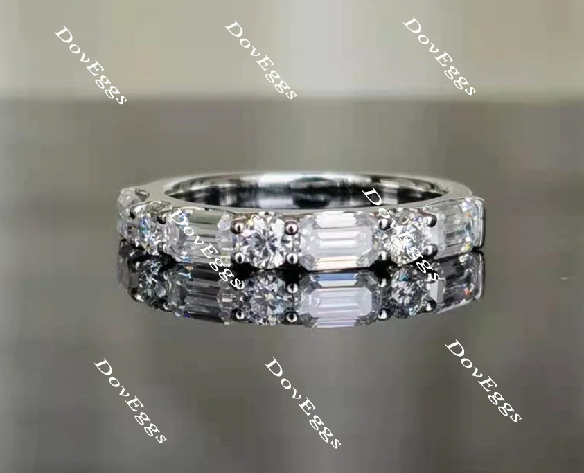 Doveggs Emerald art deco moissanite wedding band/moissanite ring-2.4mm band width