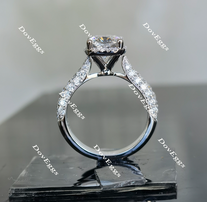 Doveggs cushion pave halo moissanite engagement ring