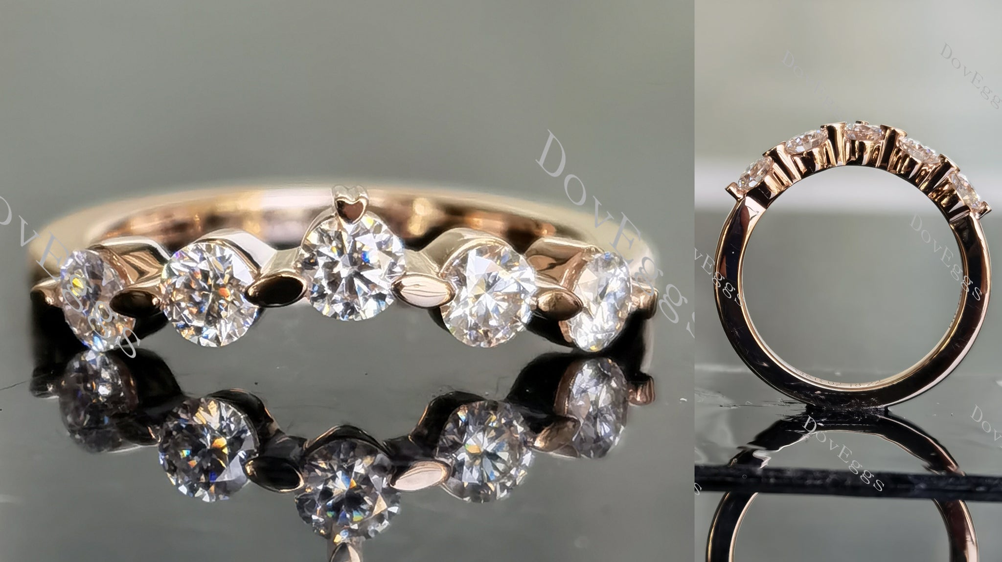 Doveggs round moissanite/lab grown diamond wedding band for women-1.7mm band width