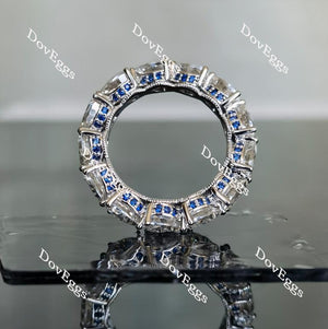 Doveggs full eternity pear moissanite & round colored gem/Lab grown diamond wedding band-3.3mm band width