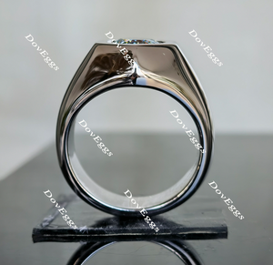 Knight Sky Peacock blue round moissanite engagement ring