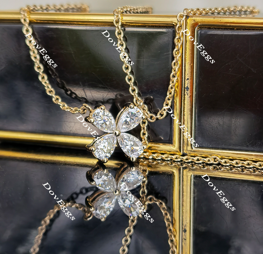 Doveggs pear moissanite pendant necklace with 18 inch chain