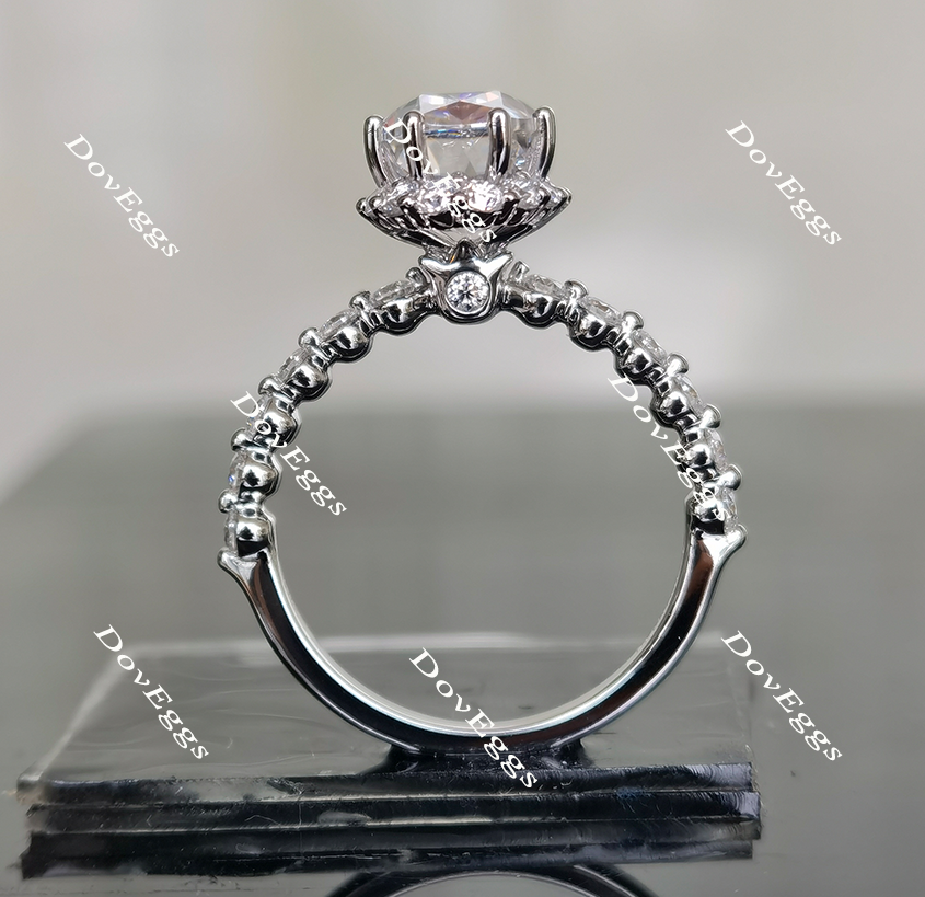 elongated oval moissanite engagement ring