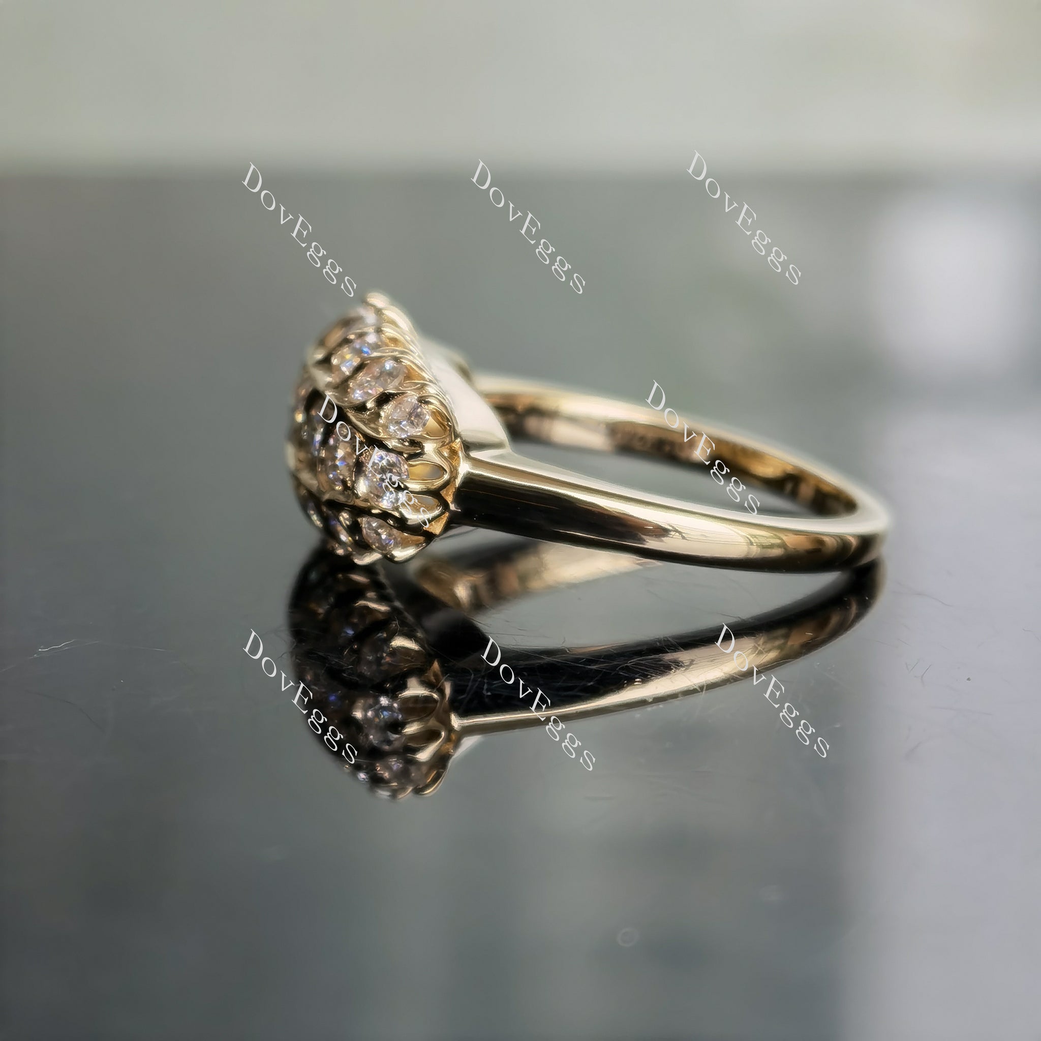 Doveggs round three rows moissanite/lab grown diamond wedding bands for women-1.7mm band width