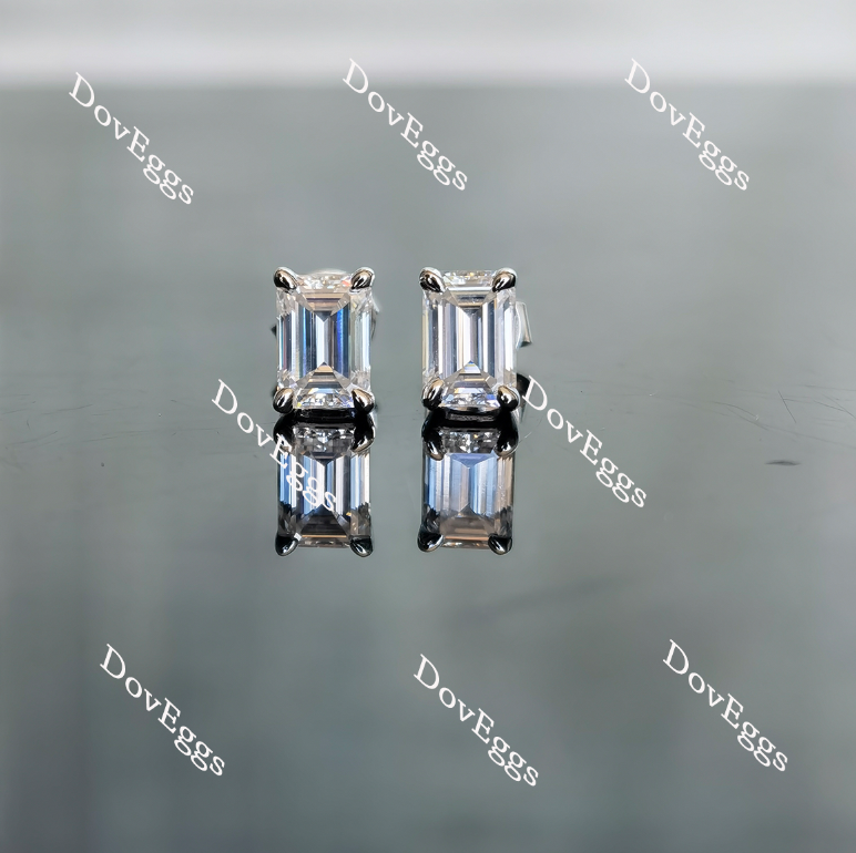 Doveggs solitaire emerald moissanite stud earrings for women