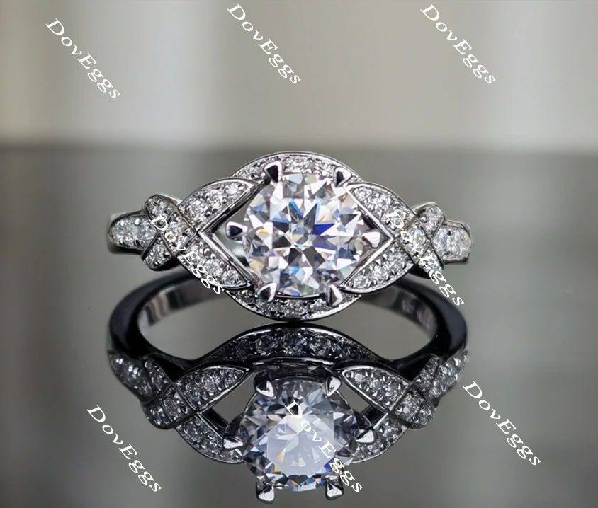 art deco moissanite engagement ring