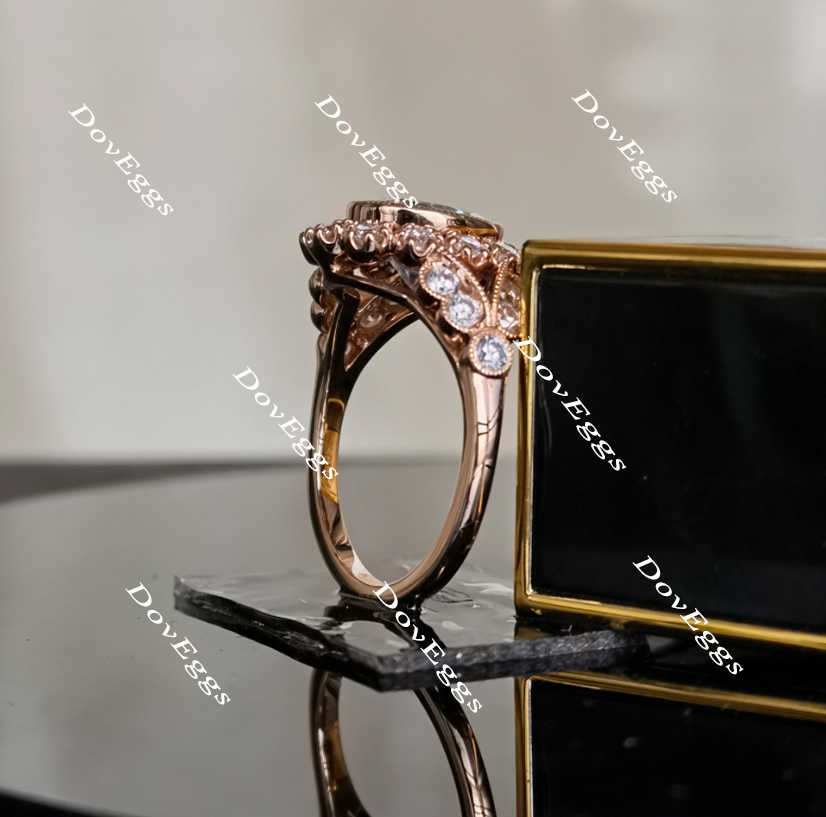 Marisol flower shape oval engagement ring