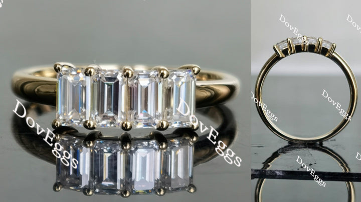 four-stone emerald moissanite wedding band