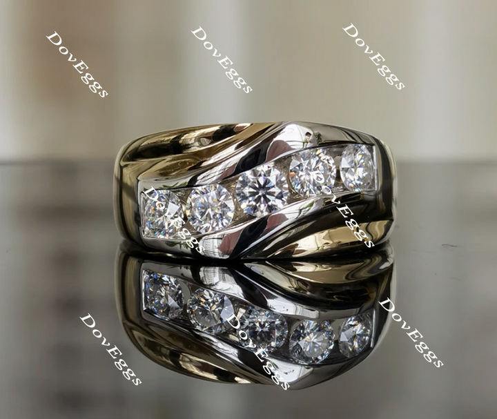 Doveggs channel set moissanite/lab grown diamond engagement ring/wedding bands-4.8mm band width